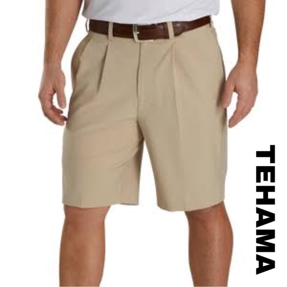 TEHAMA Other - Tehama Clint Khaki Pleated Golf / Dress Shorts